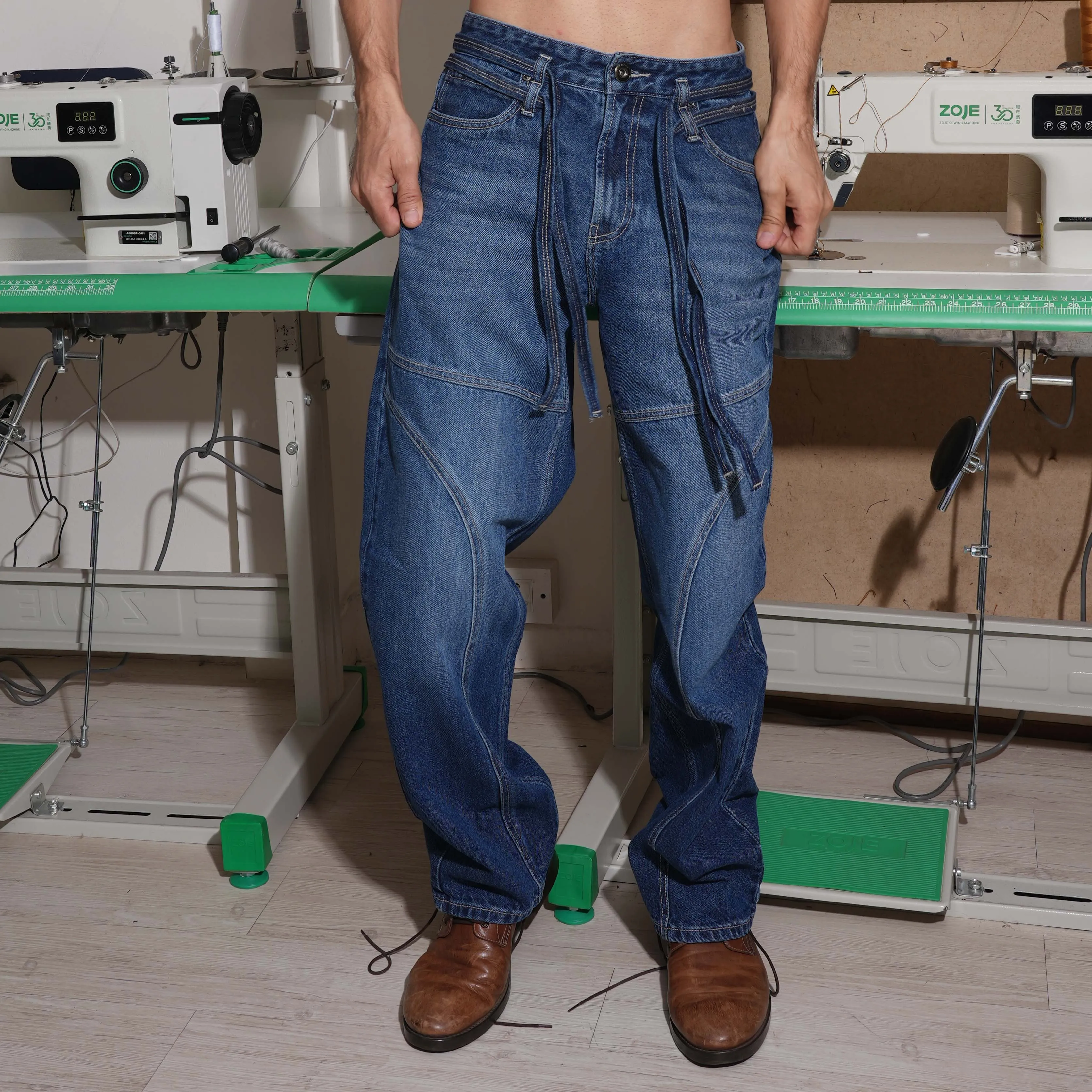 DOUBLE BELT UNISEX JEANS