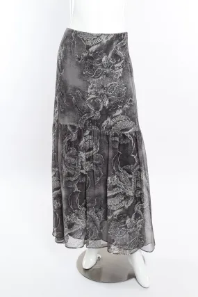 Dragon Print Silk Skirt