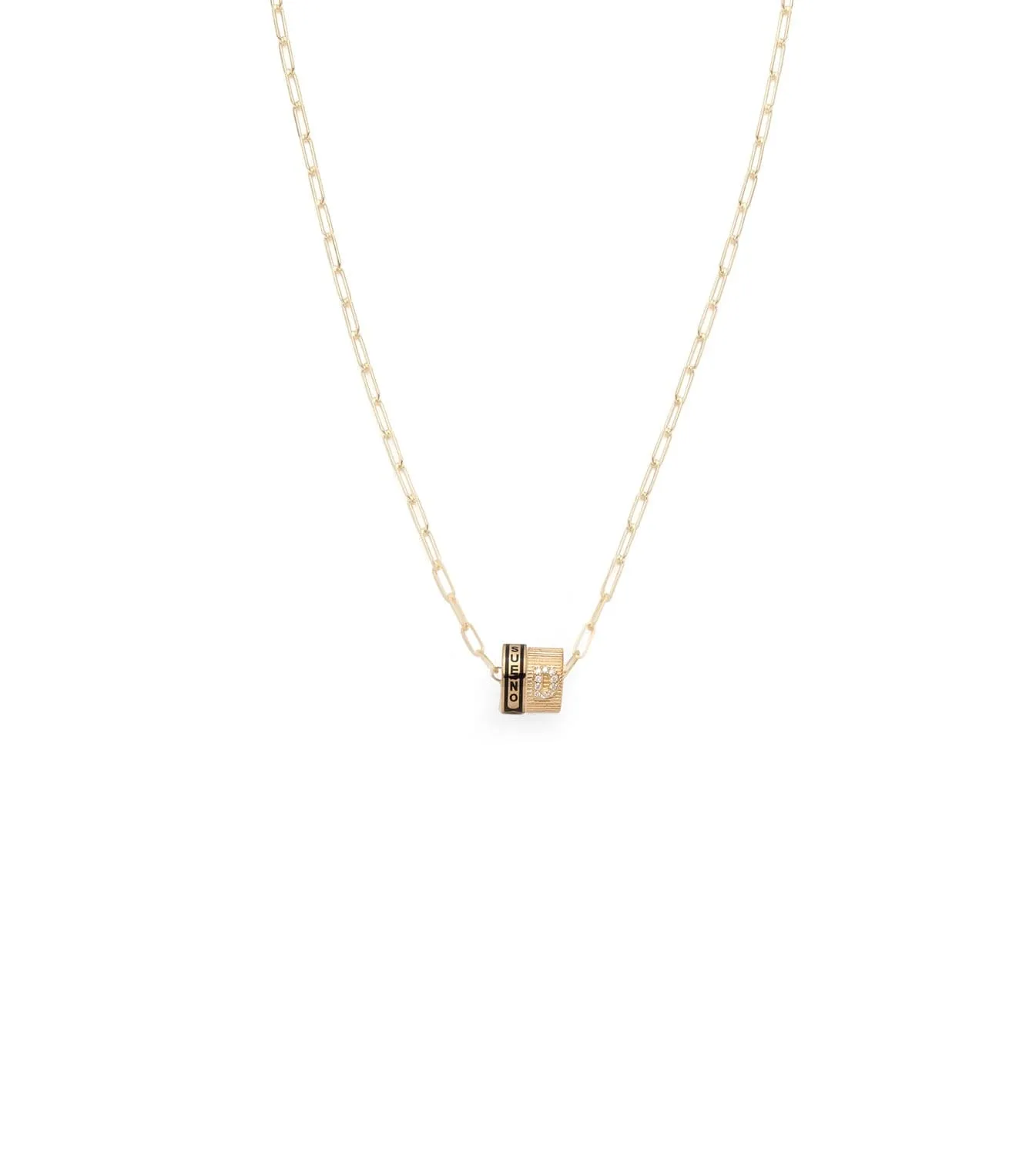 Dream & Pave Diamond Initial : Heart Beat Super Fine Clip Chain Necklace