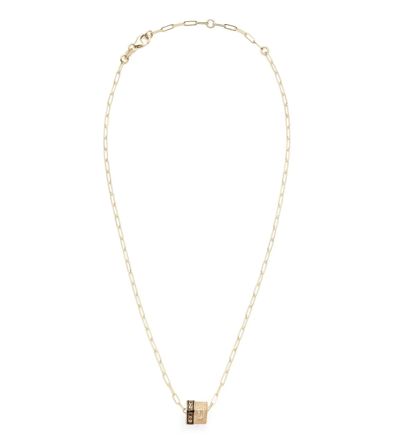 Dream & Pave Diamond Initial : Heart Beat Super Fine Clip Chain Necklace