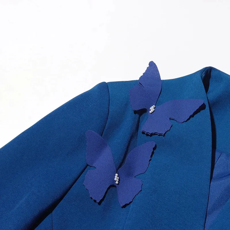 Elegant Long Sleeve Tunic Coat Pleated Skirt Two-Piece Set
