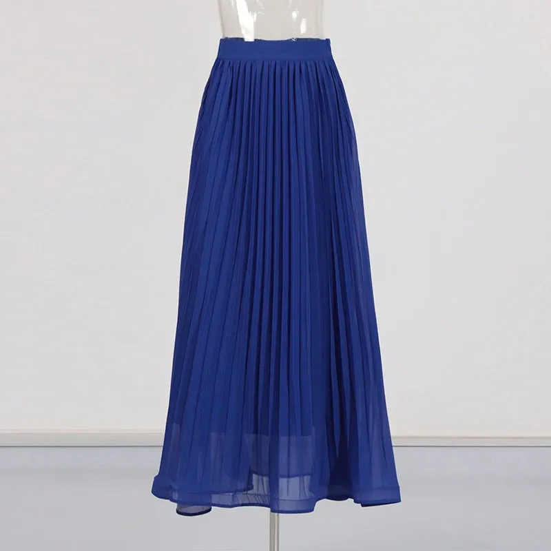 Elegant Long Sleeve Tunic Coat Pleated Skirt Two-Piece Set