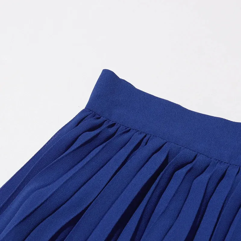 Elegant Long Sleeve Tunic Coat Pleated Skirt Two-Piece Set