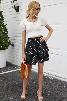 elveswallet Polka Dot A-line Ruffle Skirt
