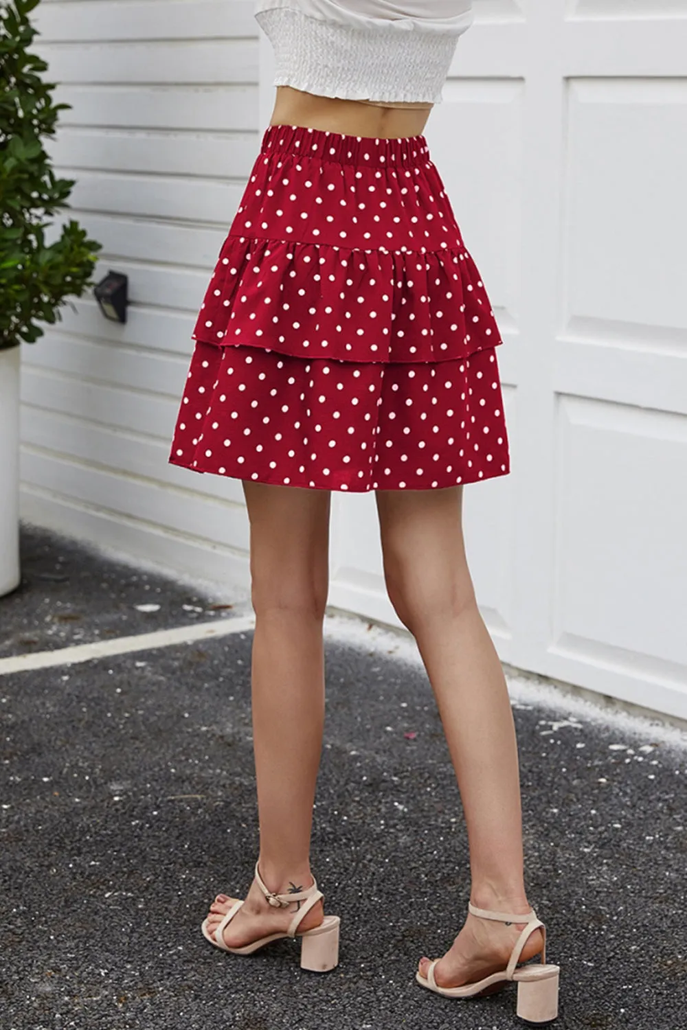 elveswallet Polka Dot A-line Ruffle Skirt