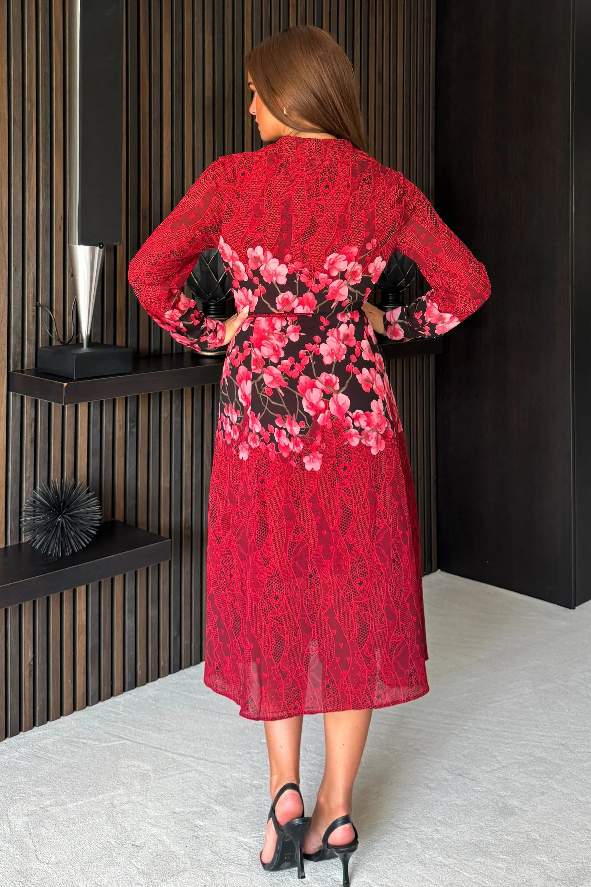 Everly Red Floral Shirt Dress