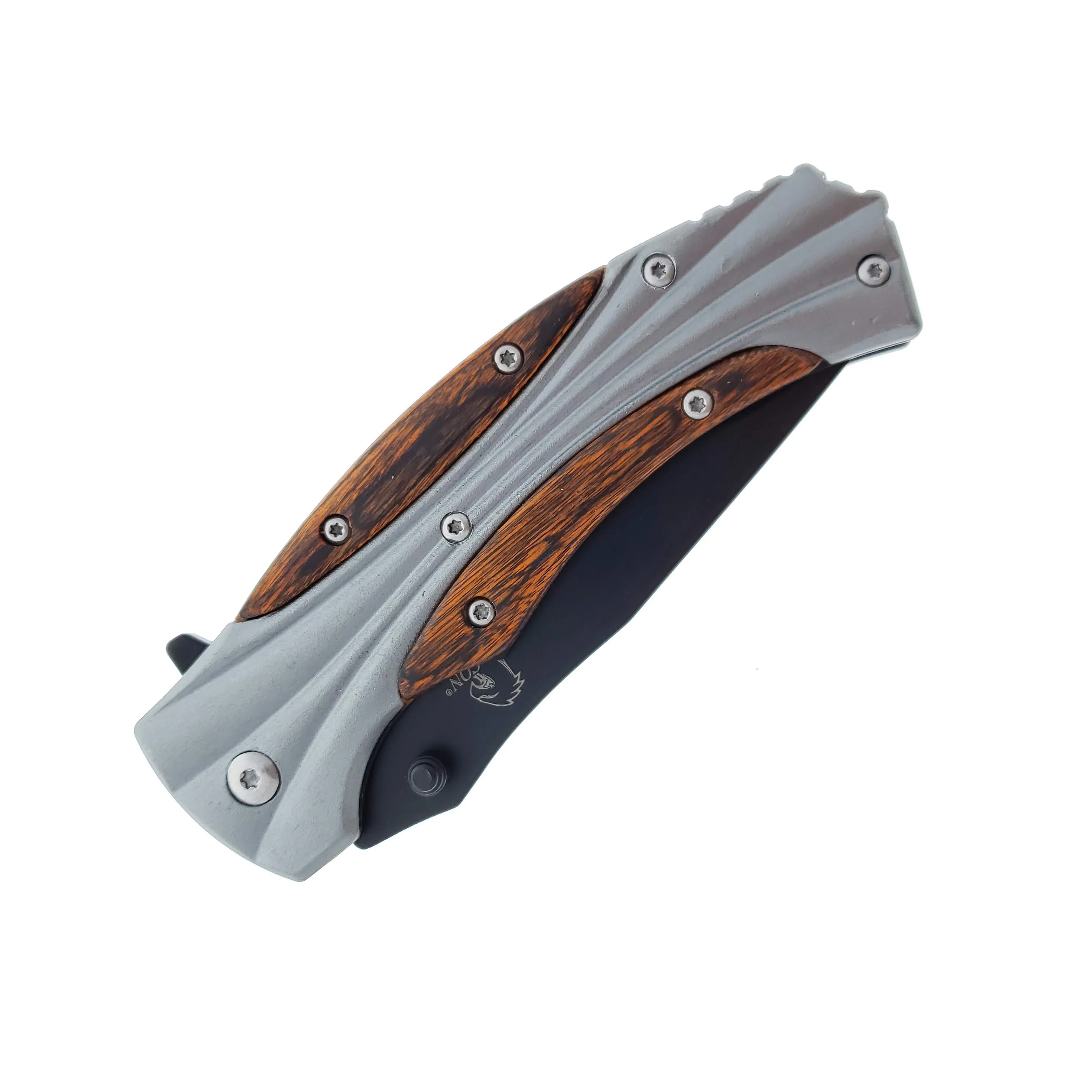 Falcon 8" Overall Metal and Wood Handle Spring Assisted Knife