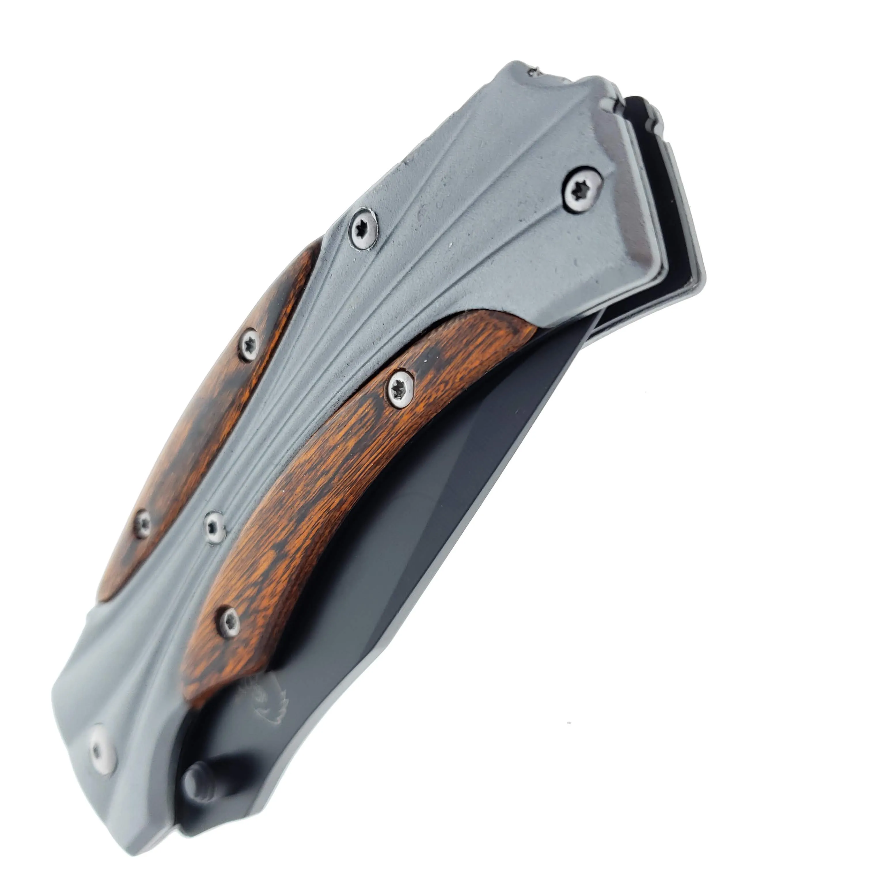 Falcon 8" Overall Metal and Wood Handle Spring Assisted Knife