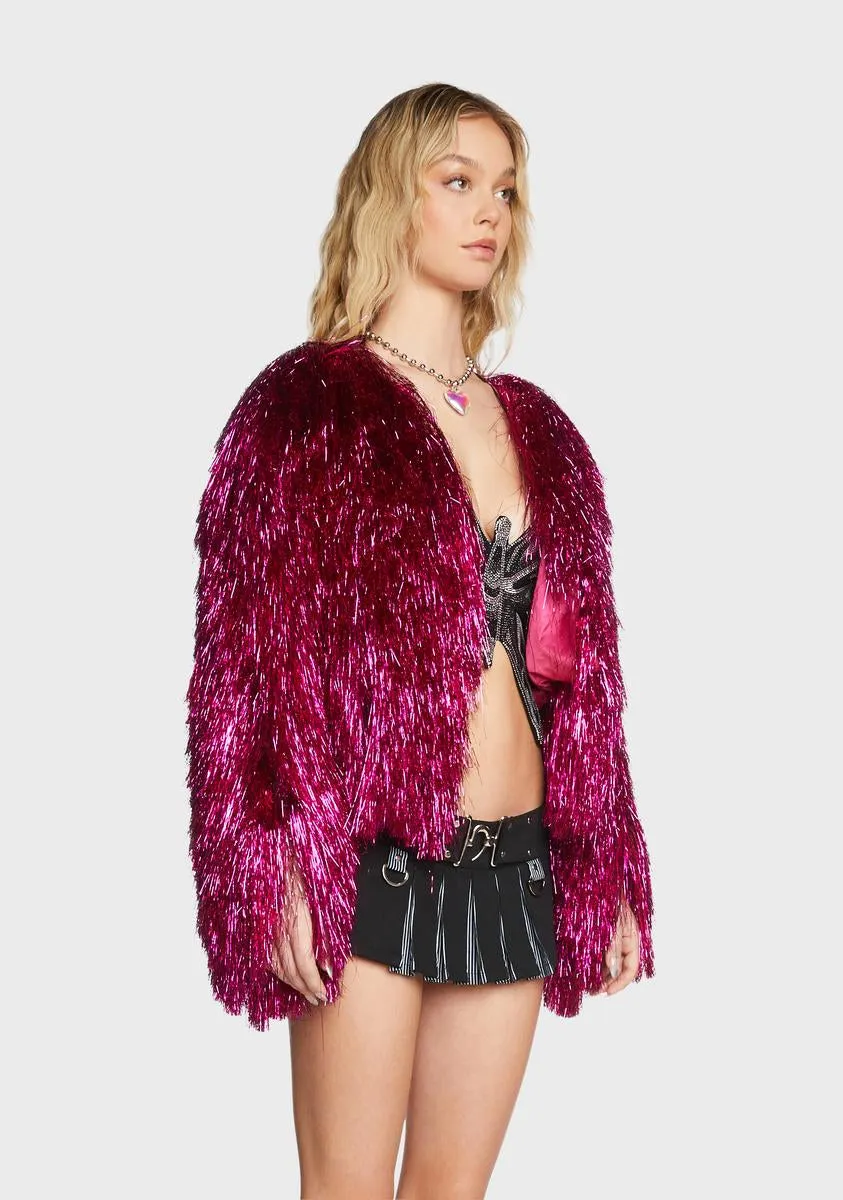 Fancy Pink Tinsel Fringe Jacket
