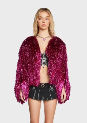 Fancy Pink Tinsel Fringe Jacket