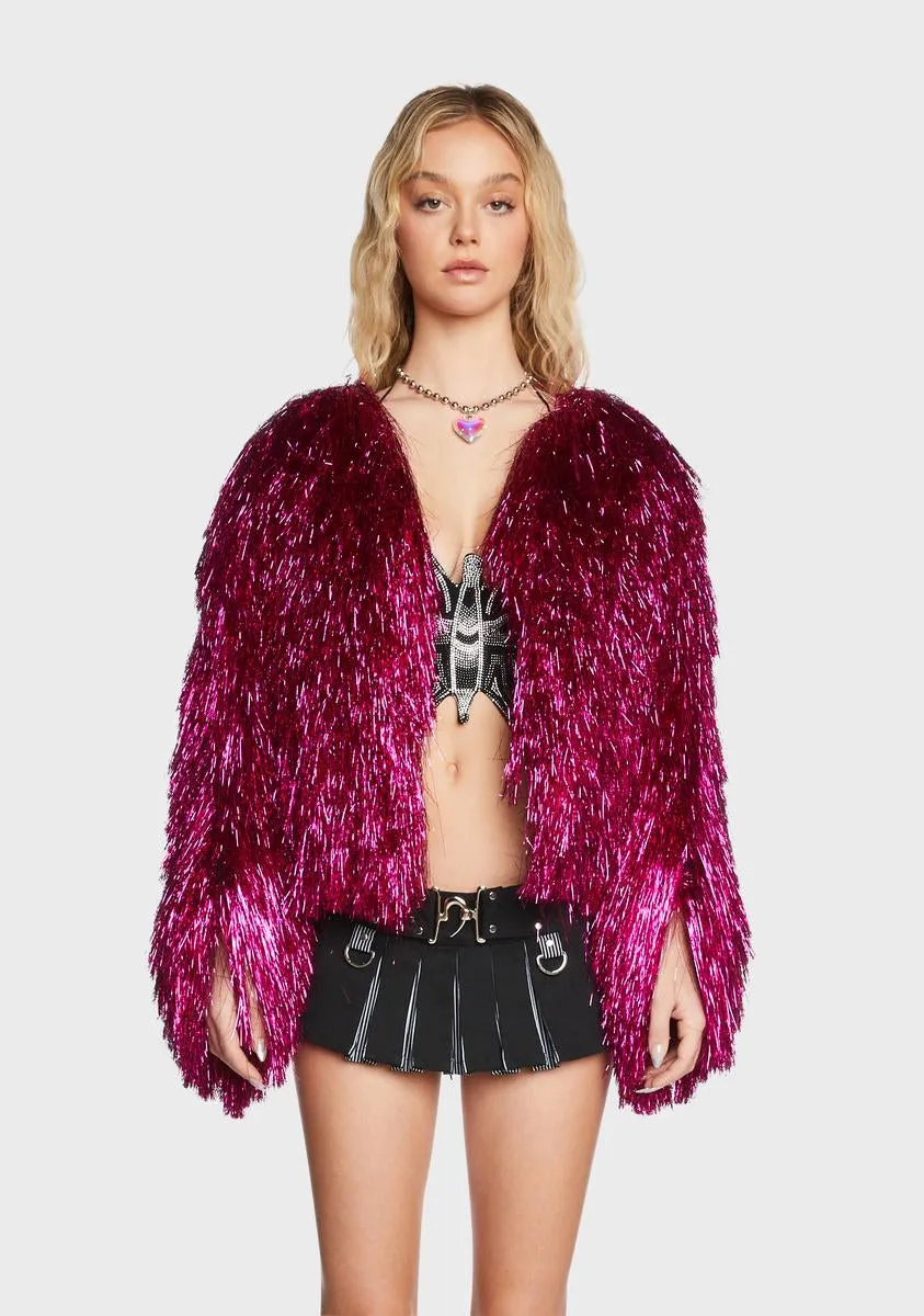 Fancy Pink Tinsel Fringe Jacket