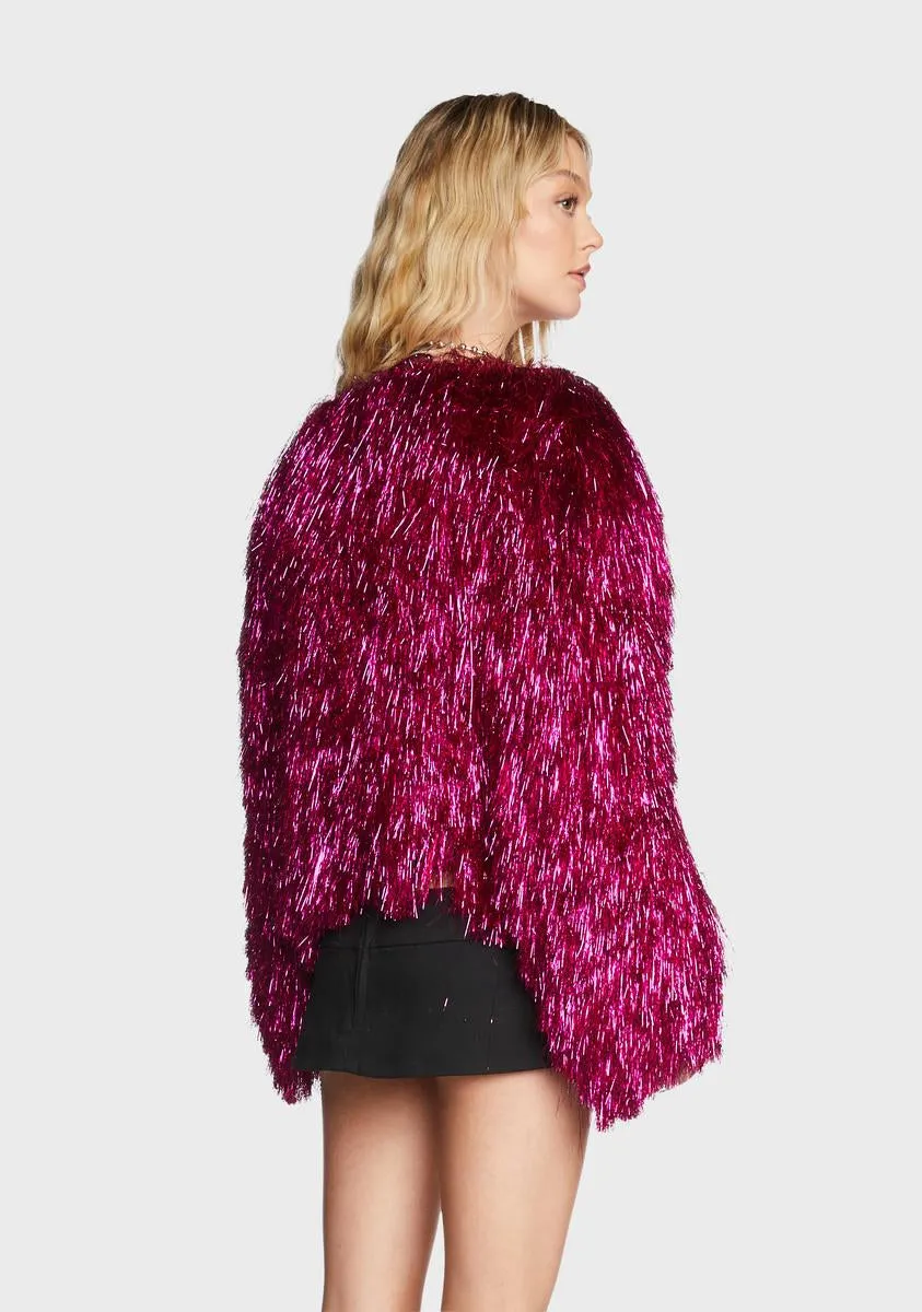 Fancy Pink Tinsel Fringe Jacket