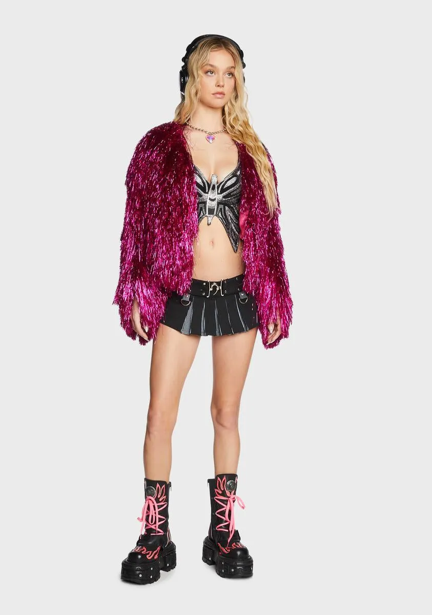 Fancy Pink Tinsel Fringe Jacket