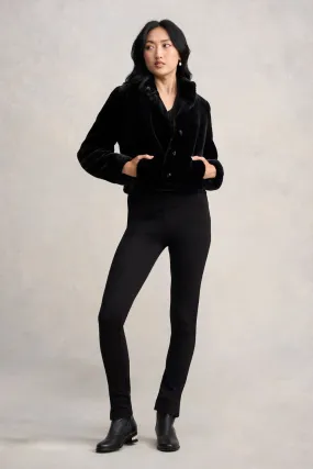 Faux Fur Cropped Jacket - Black