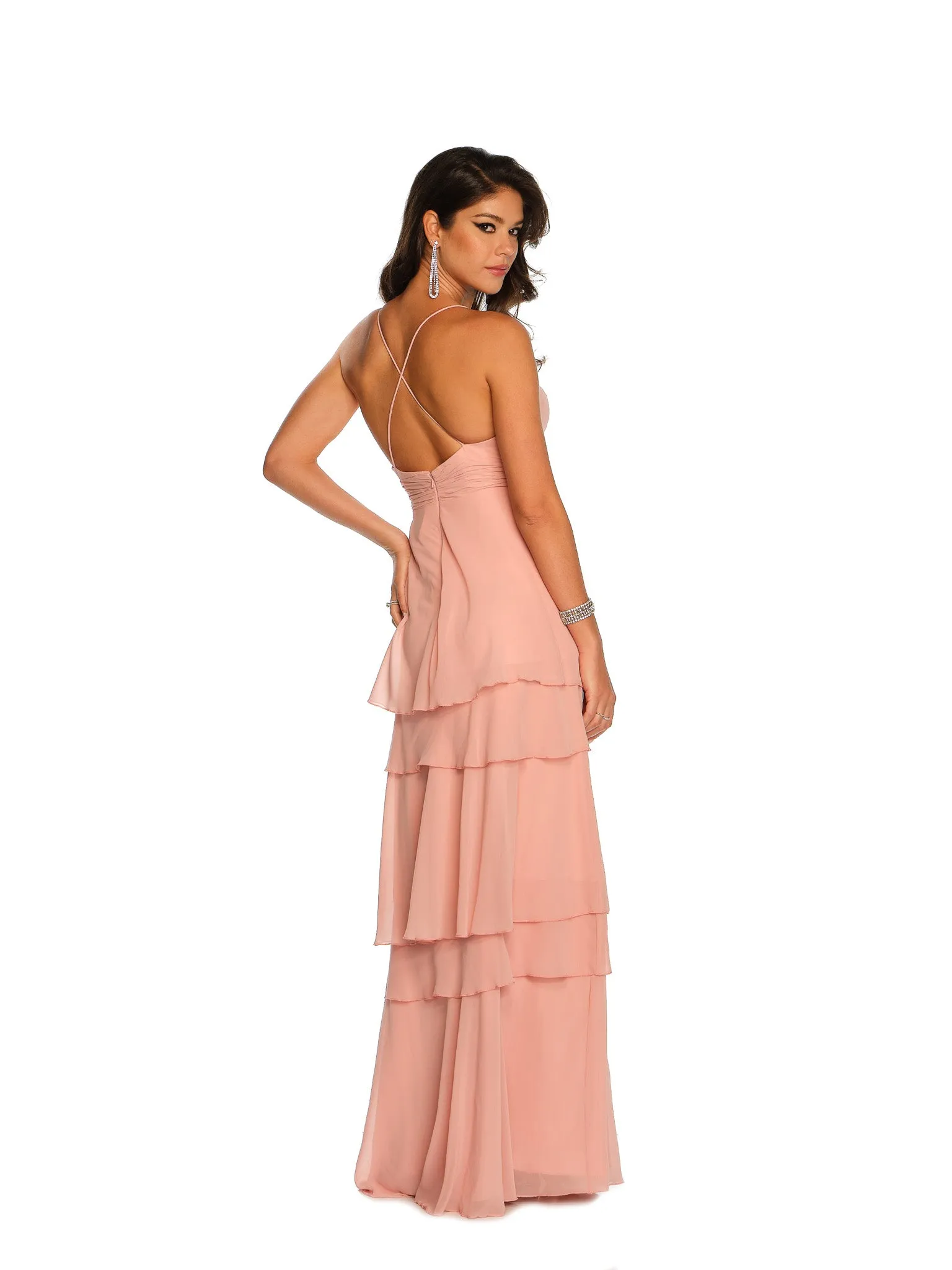 FLORAL ACCENT LAYERED GOWN