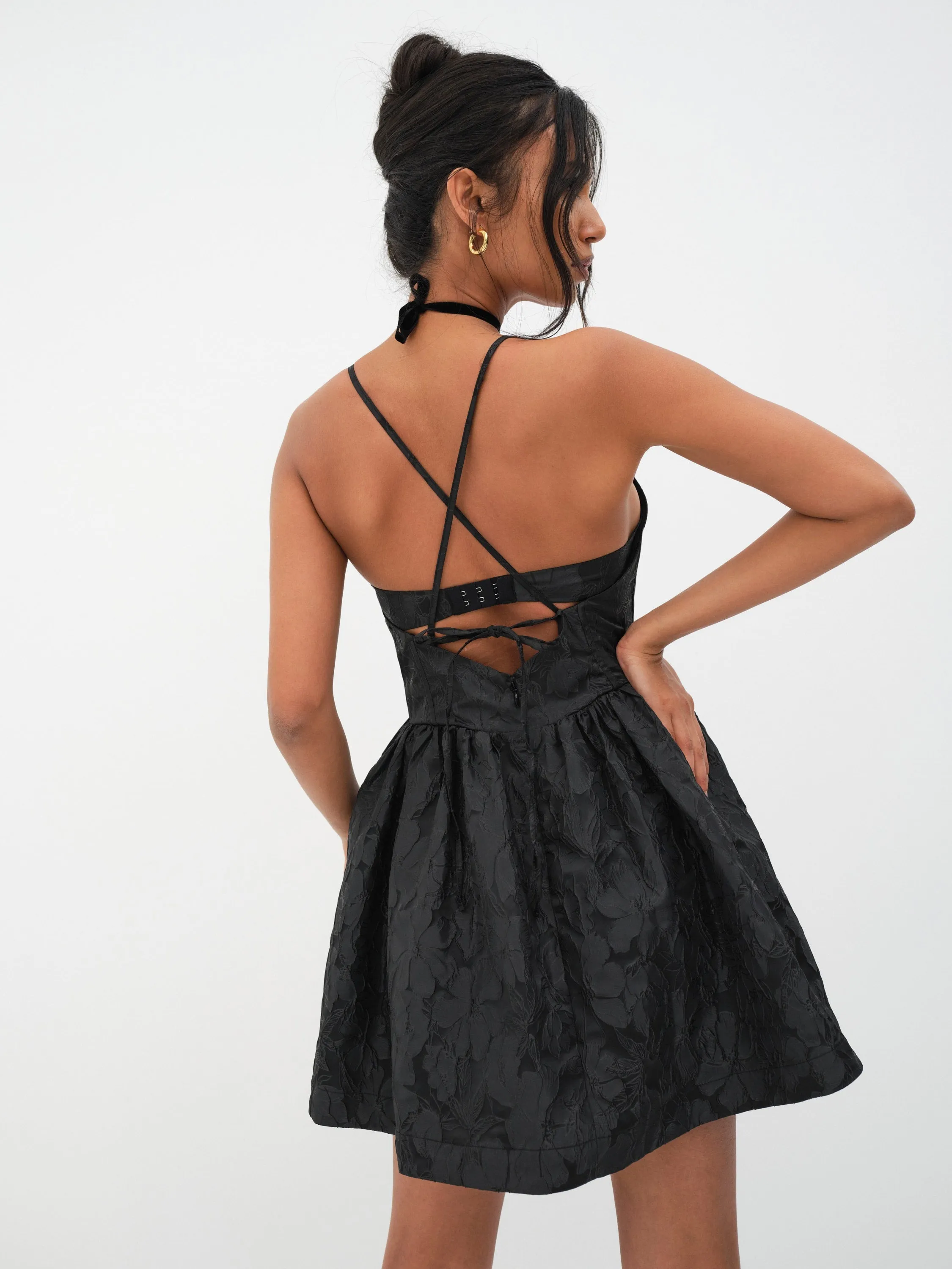 For Love & Lemons Faith Mini Dress in Black