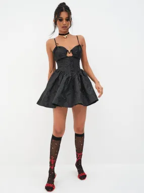 For Love & Lemons Faith Mini Dress in Black