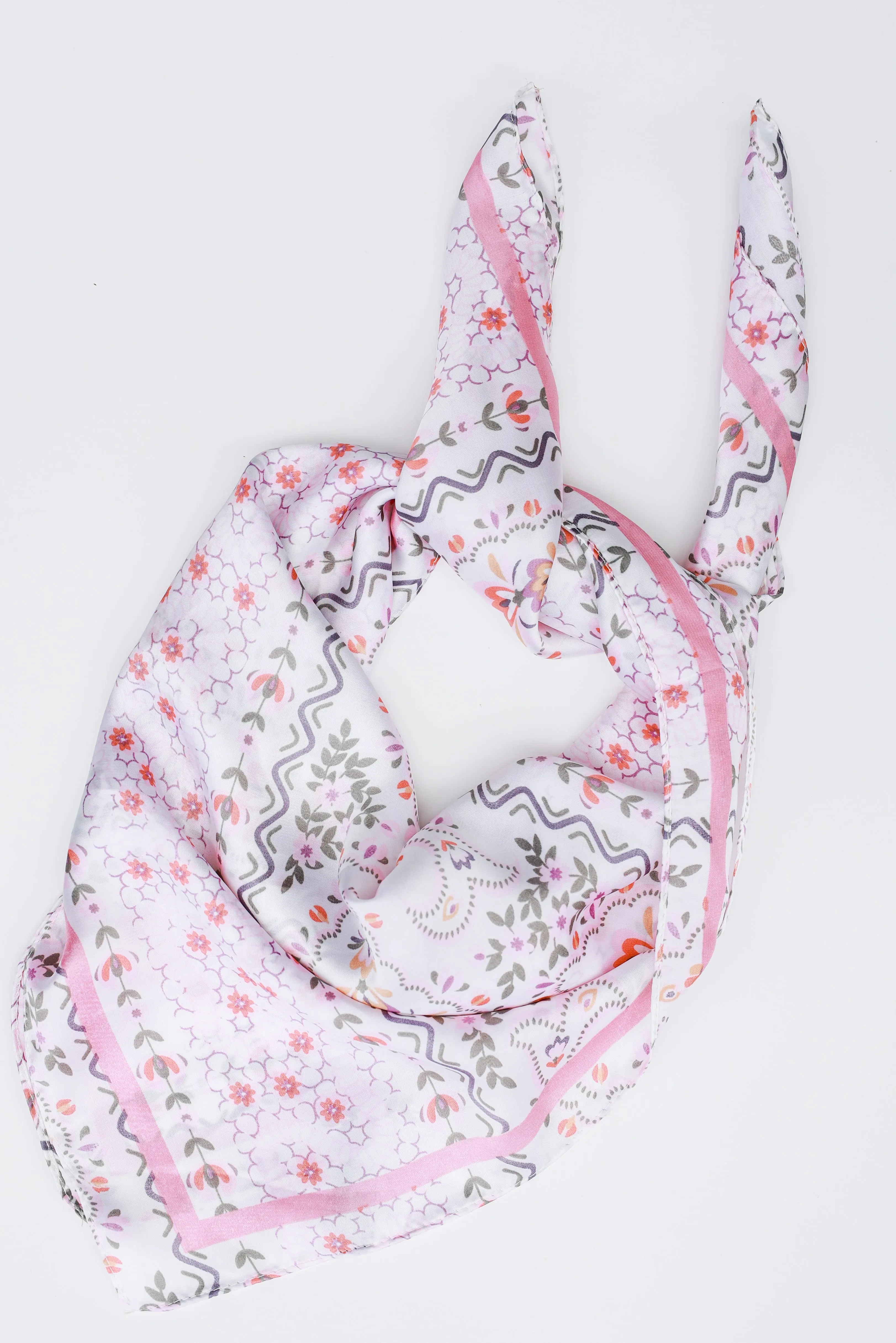 Gardenia Party Satin Scarf In Light Pink