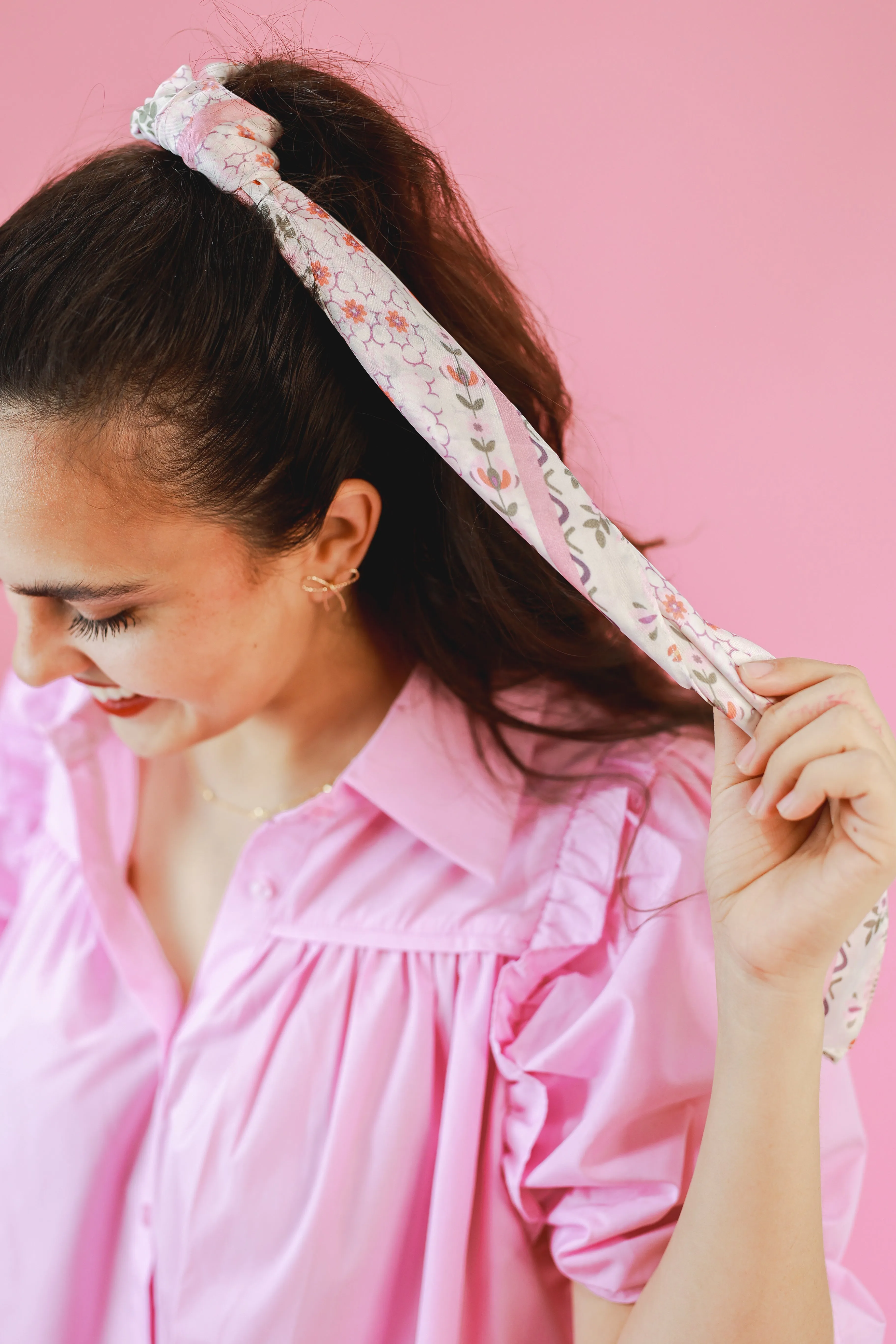 Gardenia Party Satin Scarf In Light Pink