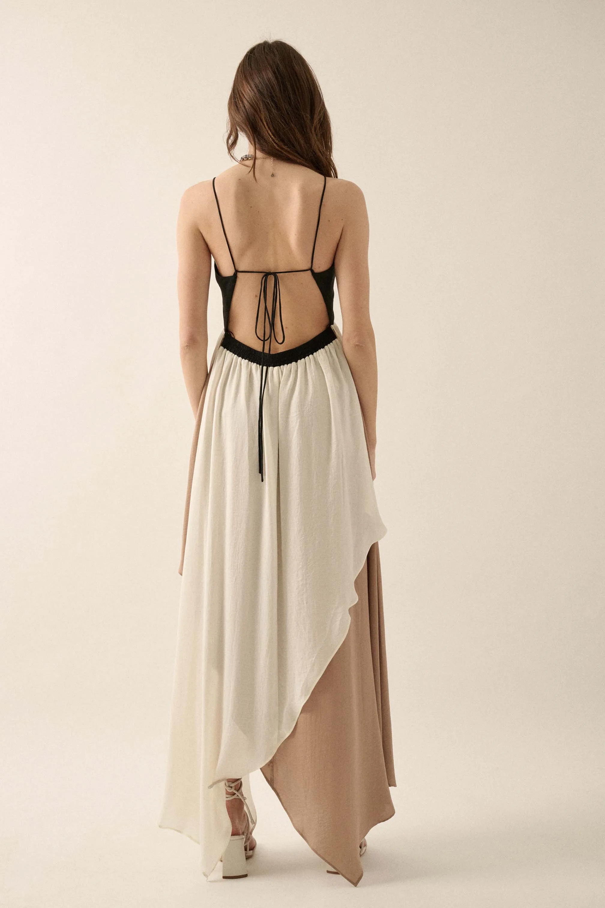Glam Squad Colorblock Layered Satin Maxi Dress
