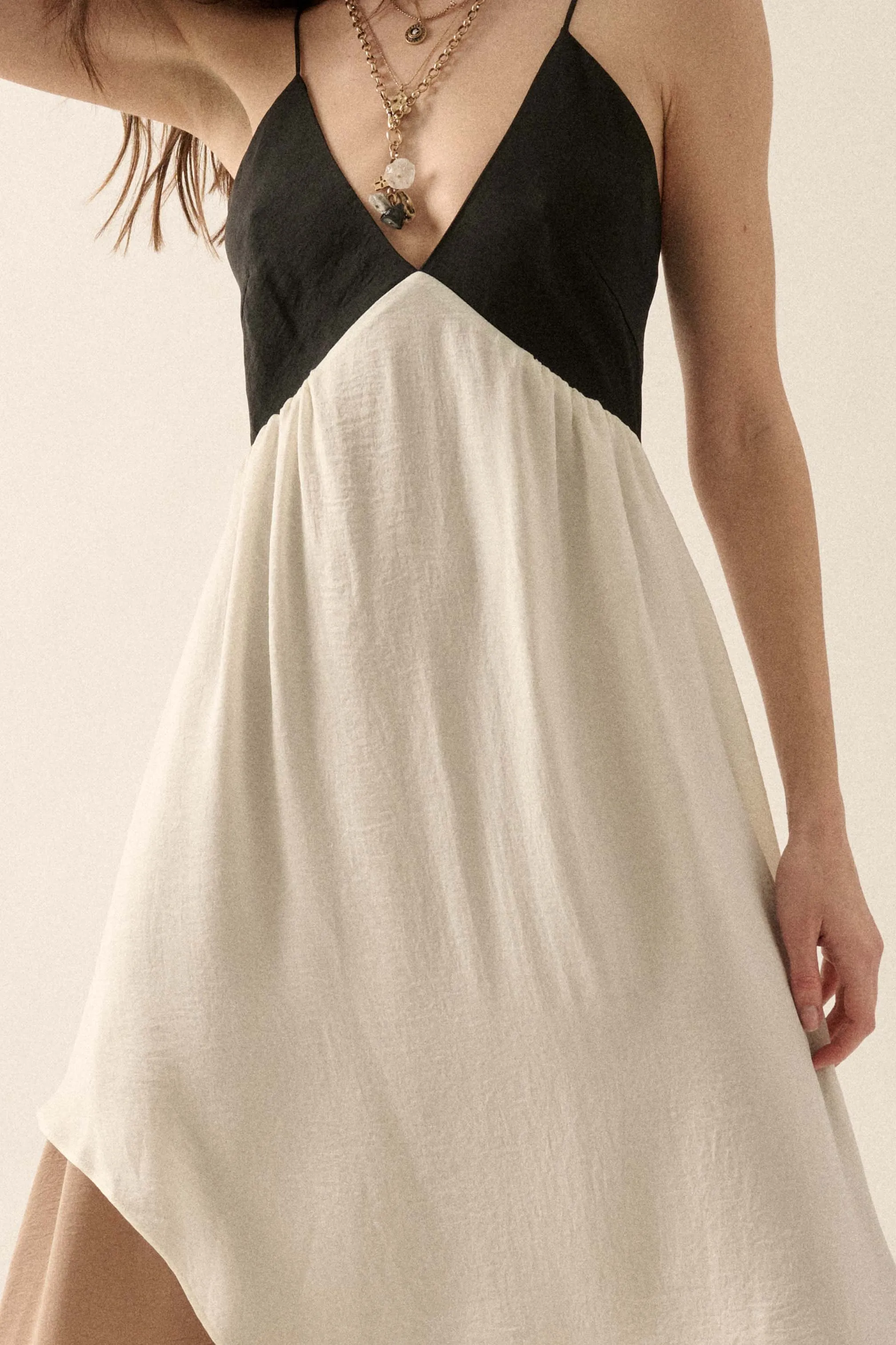 Glam Squad Colorblock Layered Satin Maxi Dress