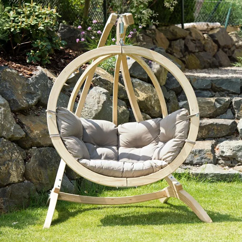 Globo Single Taupe Hanging Chair - (Weatherproof)