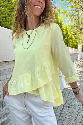 GNS Woman Yellow Skirt Layered Ruffled Voile Blouse BST700-3571 - Guadalajara