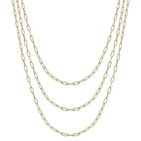 Gold Triple Layered Chain 16"-18" Necklace