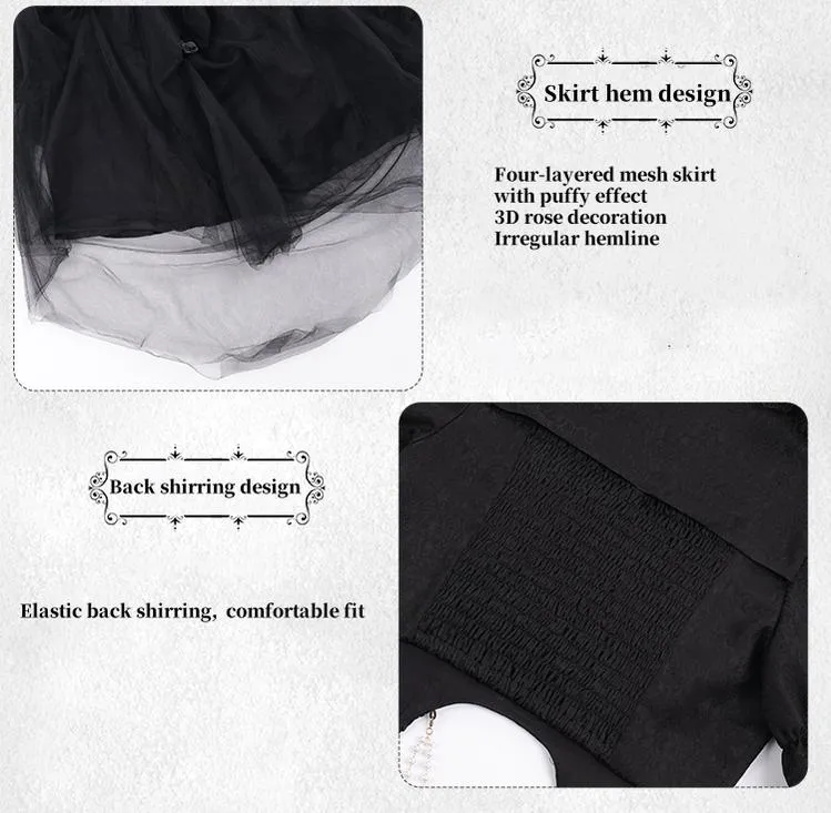 Gothic Lolita Skirt Set Embroidered Top Irregular Skirt Set