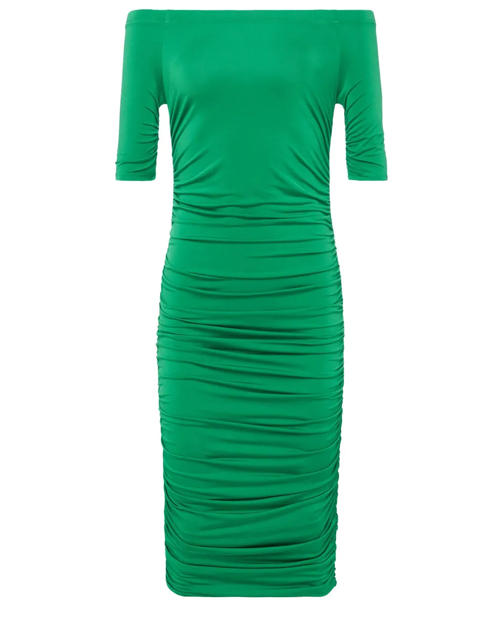 Grassgreen Sequoia Ruched off the Shoulder Dress