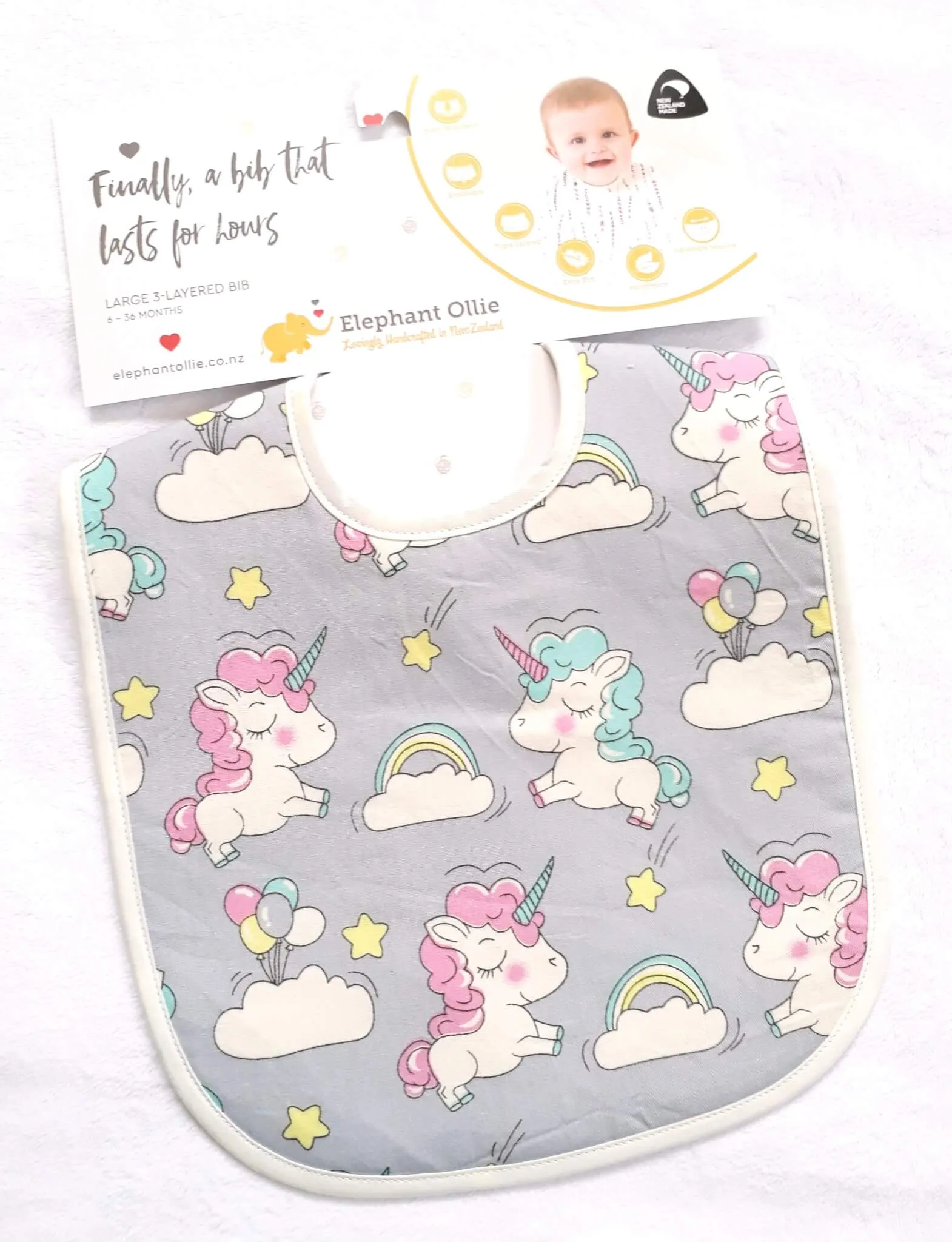Grey Unicorns Bib