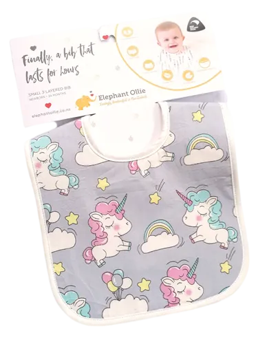 Grey Unicorns Bib