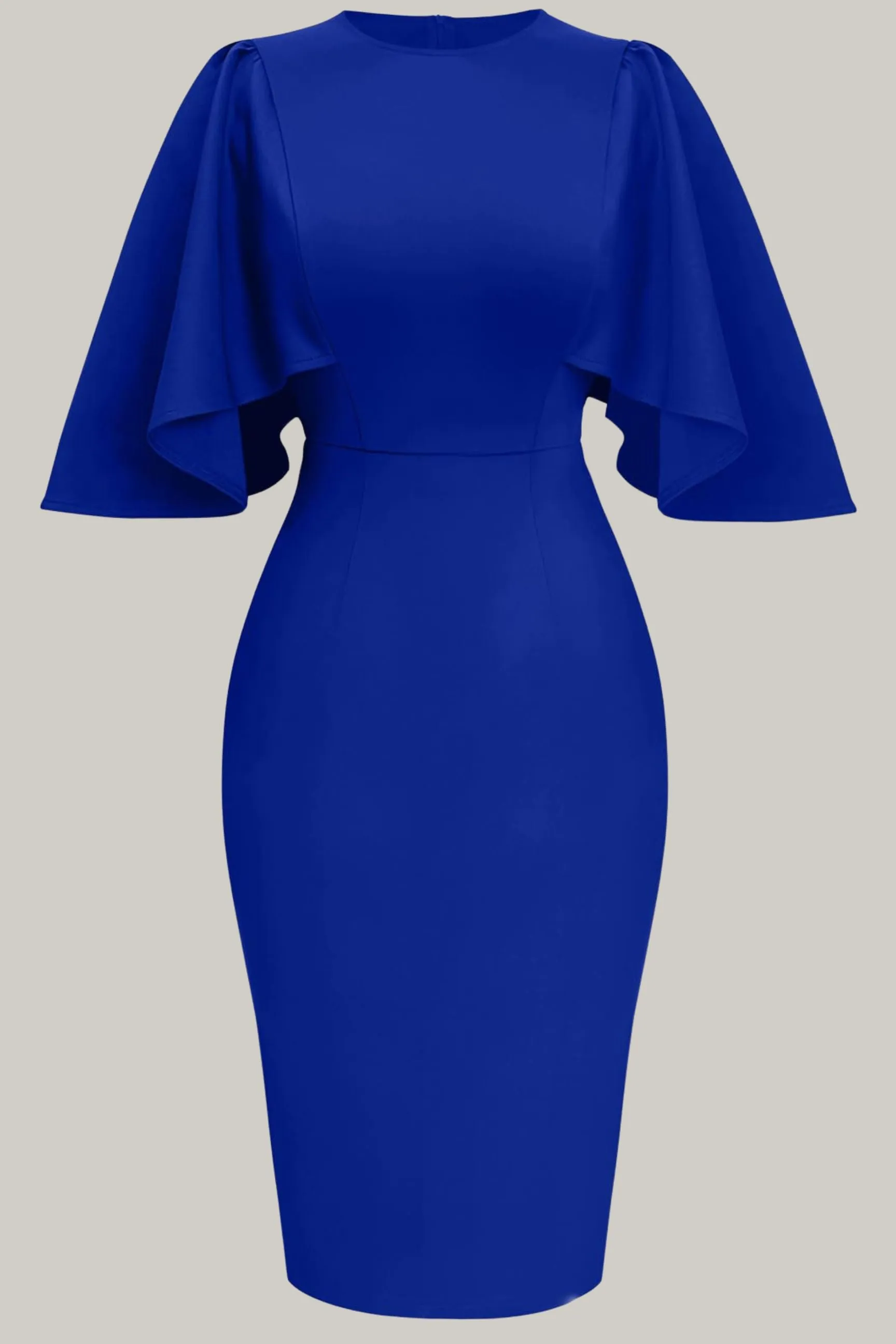 Hallie Women's Ruffle Flared Sleeve Bodycon Pencil Formal Cocktail Midi Dress