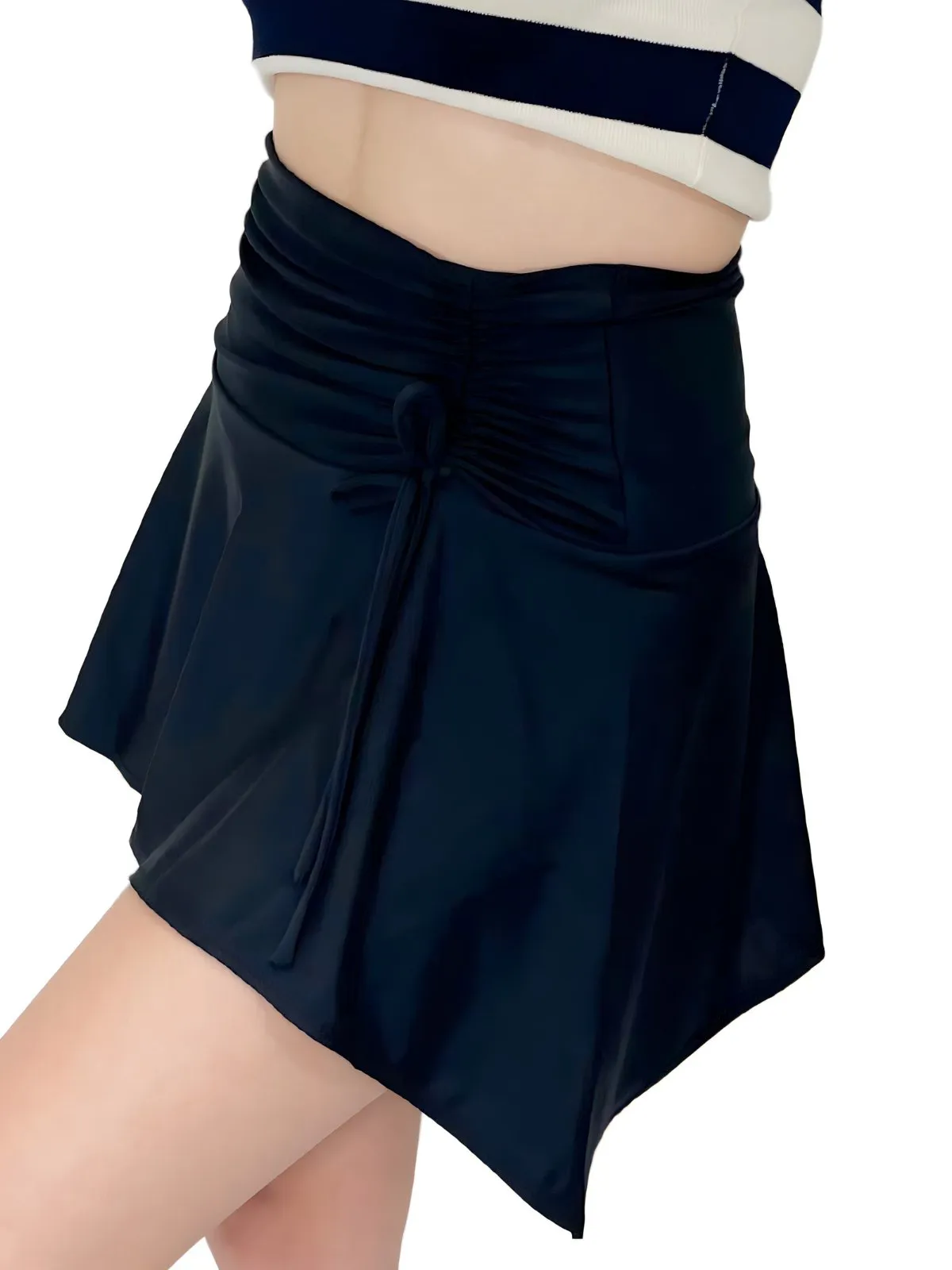 High-Rise Tummy Control Ruched Mini Skirt – Black
