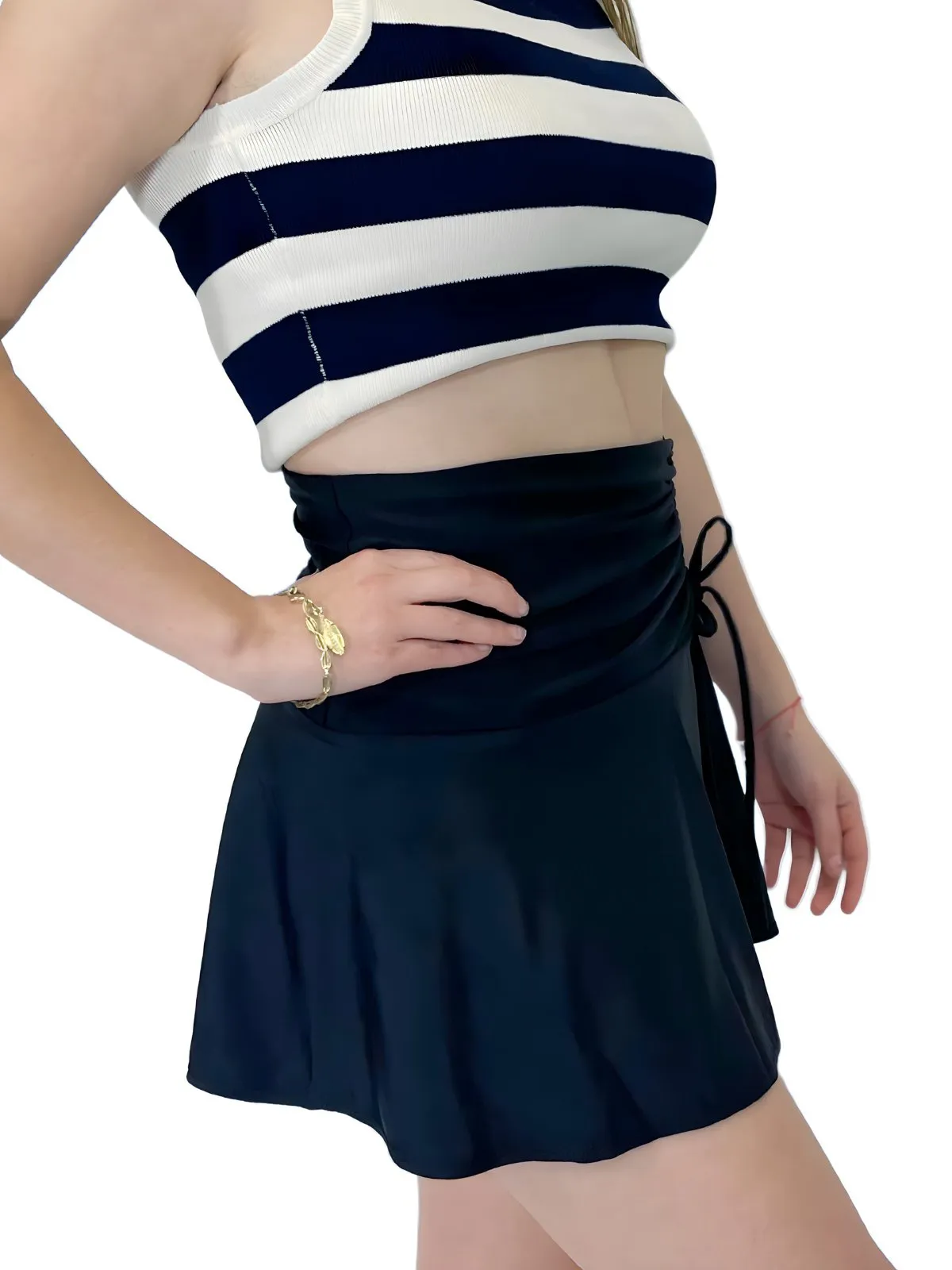High-Rise Tummy Control Ruched Mini Skirt – Black