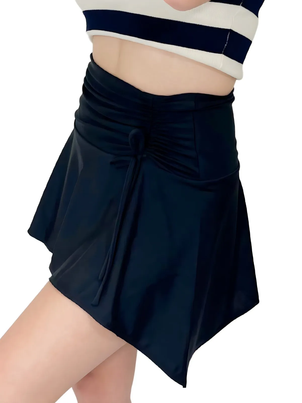 High-Rise Tummy Control Ruched Mini Skirt – Black