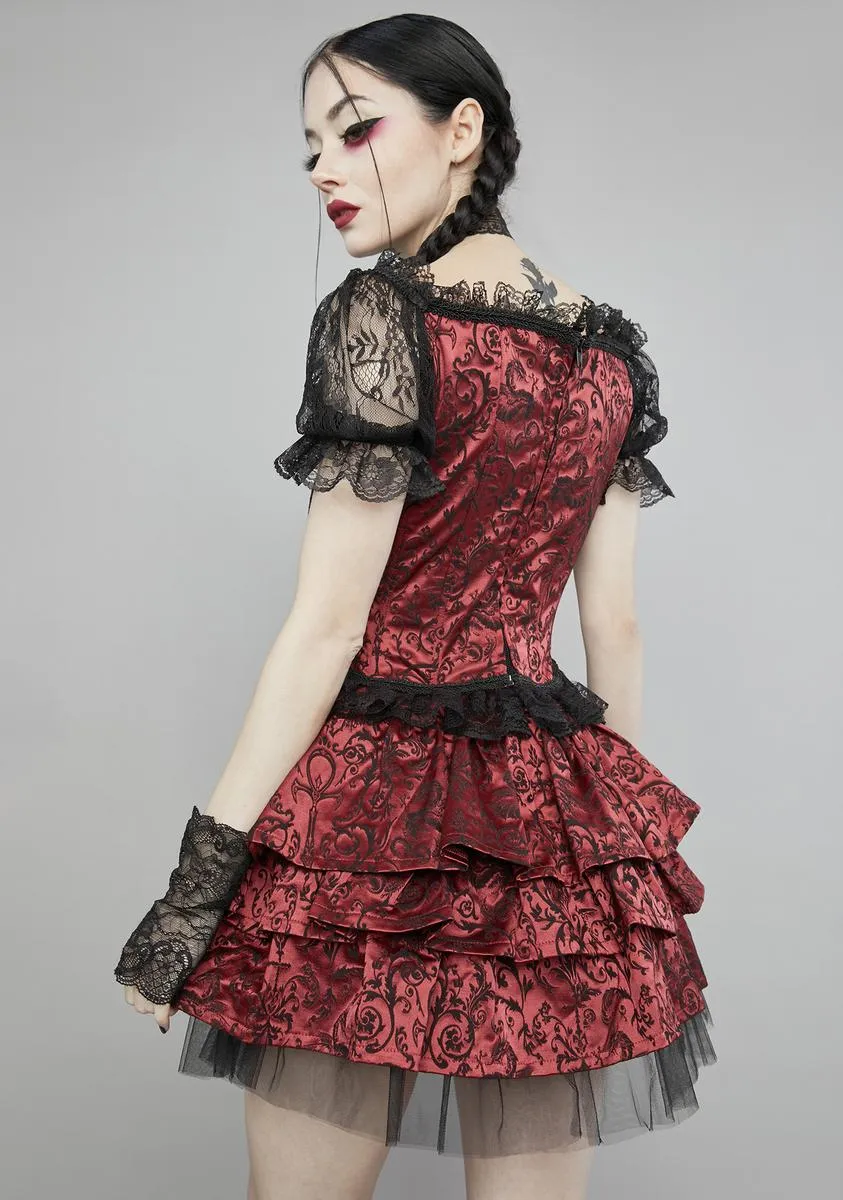 Hit The Ground Brocade Mini Skirt