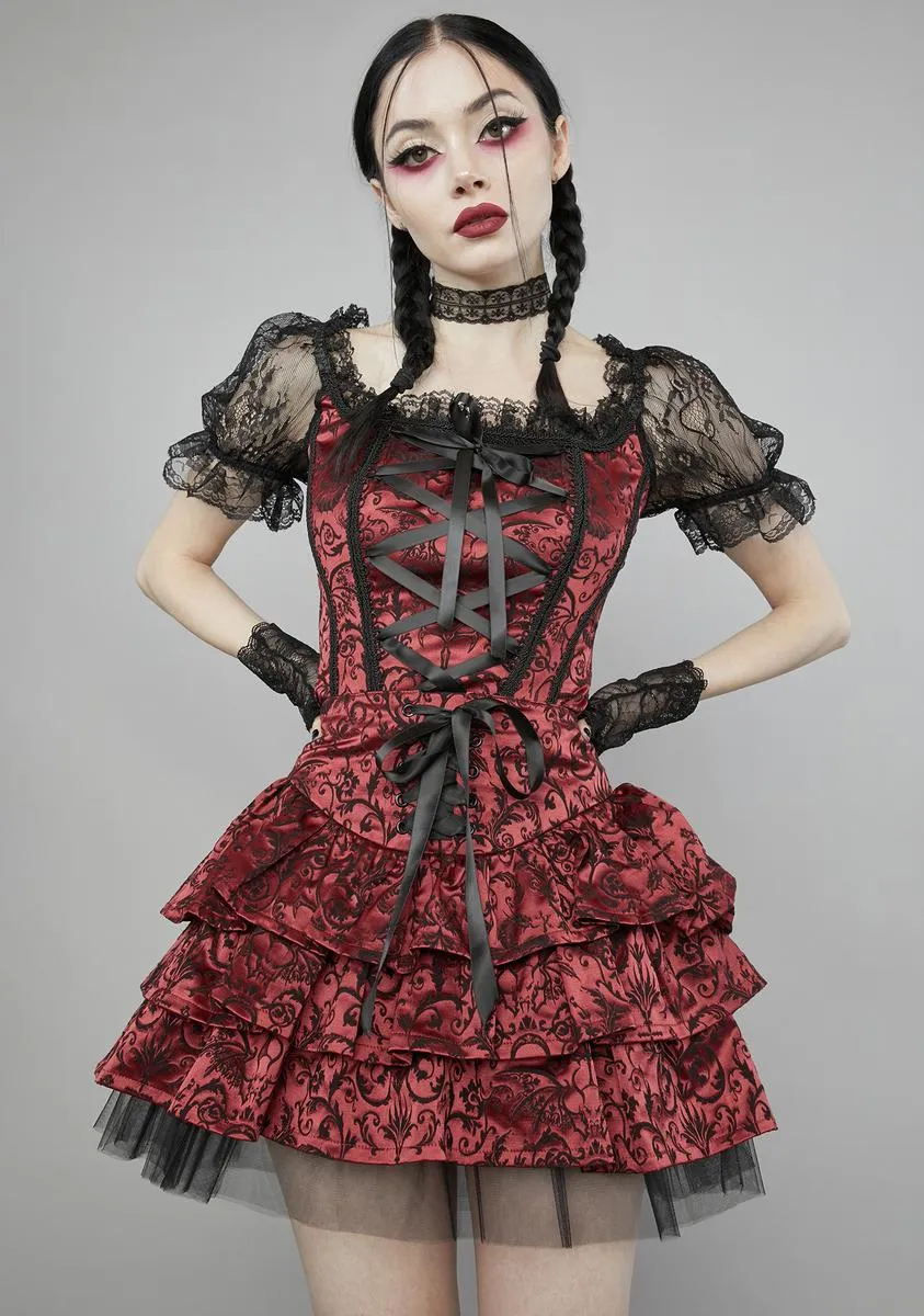 Hit The Ground Brocade Mini Skirt