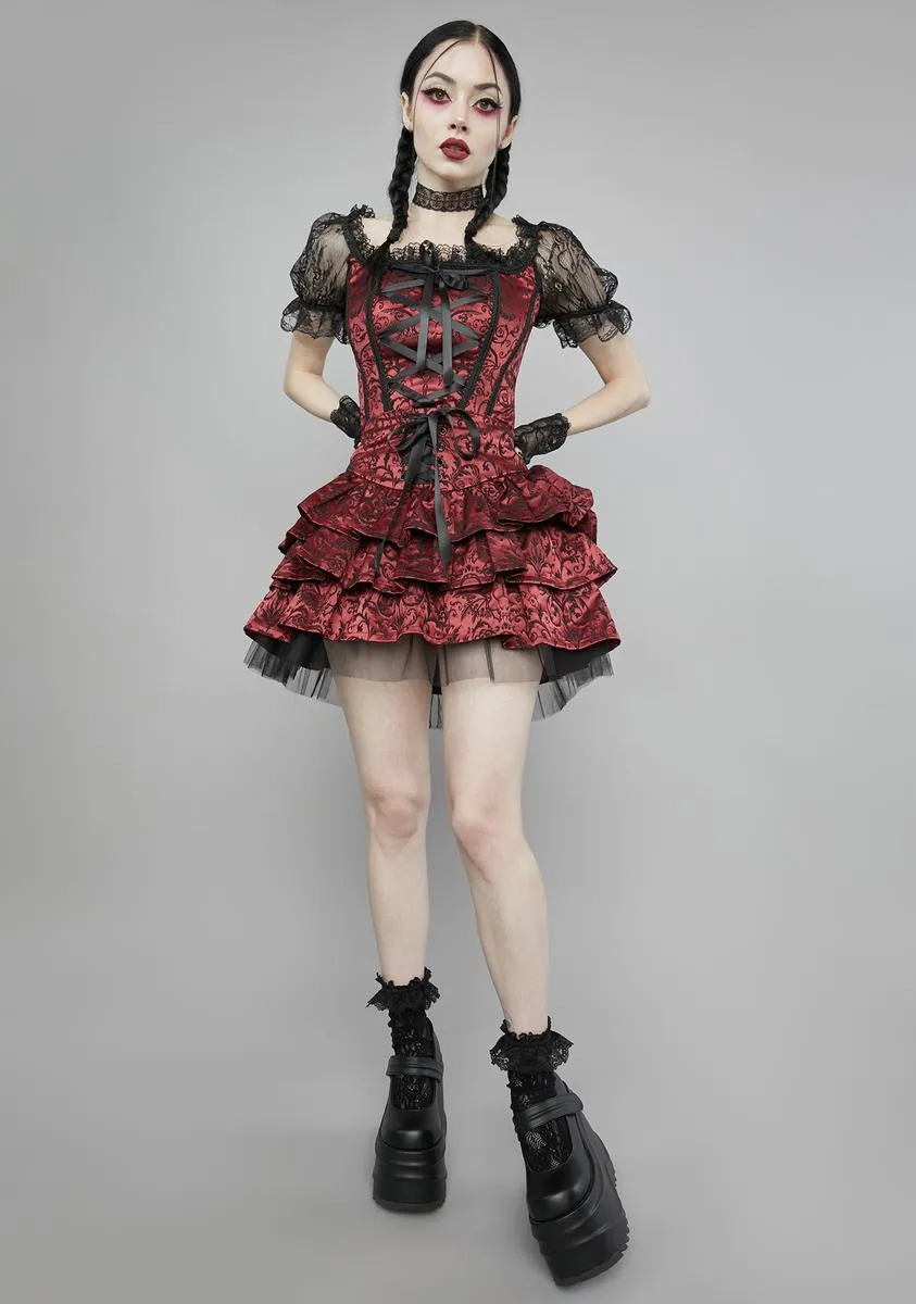 Hit The Ground Brocade Mini Skirt