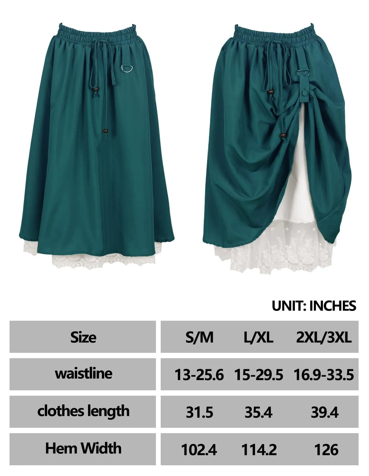 HOMELEX Renaissance Faire Skirt for Women - Plus Size Double-Layer Long Pirate Cosplay Victorian Costume