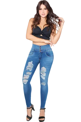 Jackie London Jeans 2207 - High Rise Skinny Push-Up Ripped Jeans
