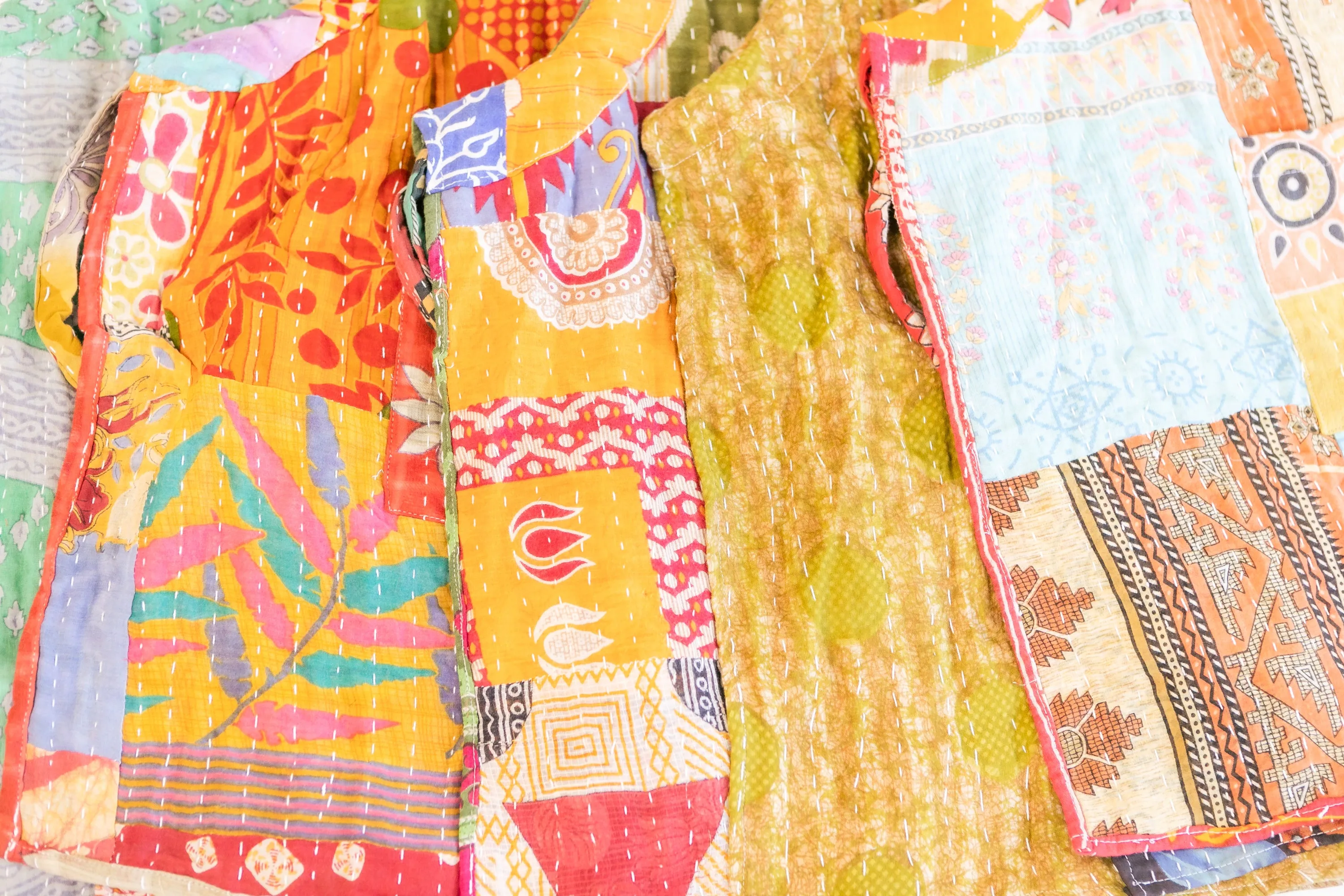 Kantha Sari Apron Solid Pattern