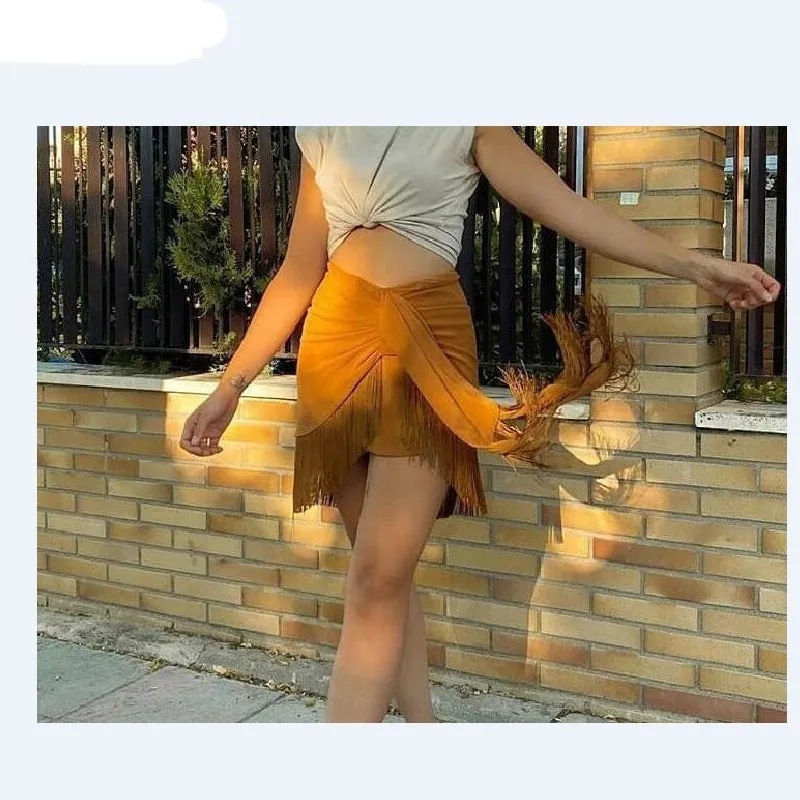 Knotted Hem Tassel Skirt