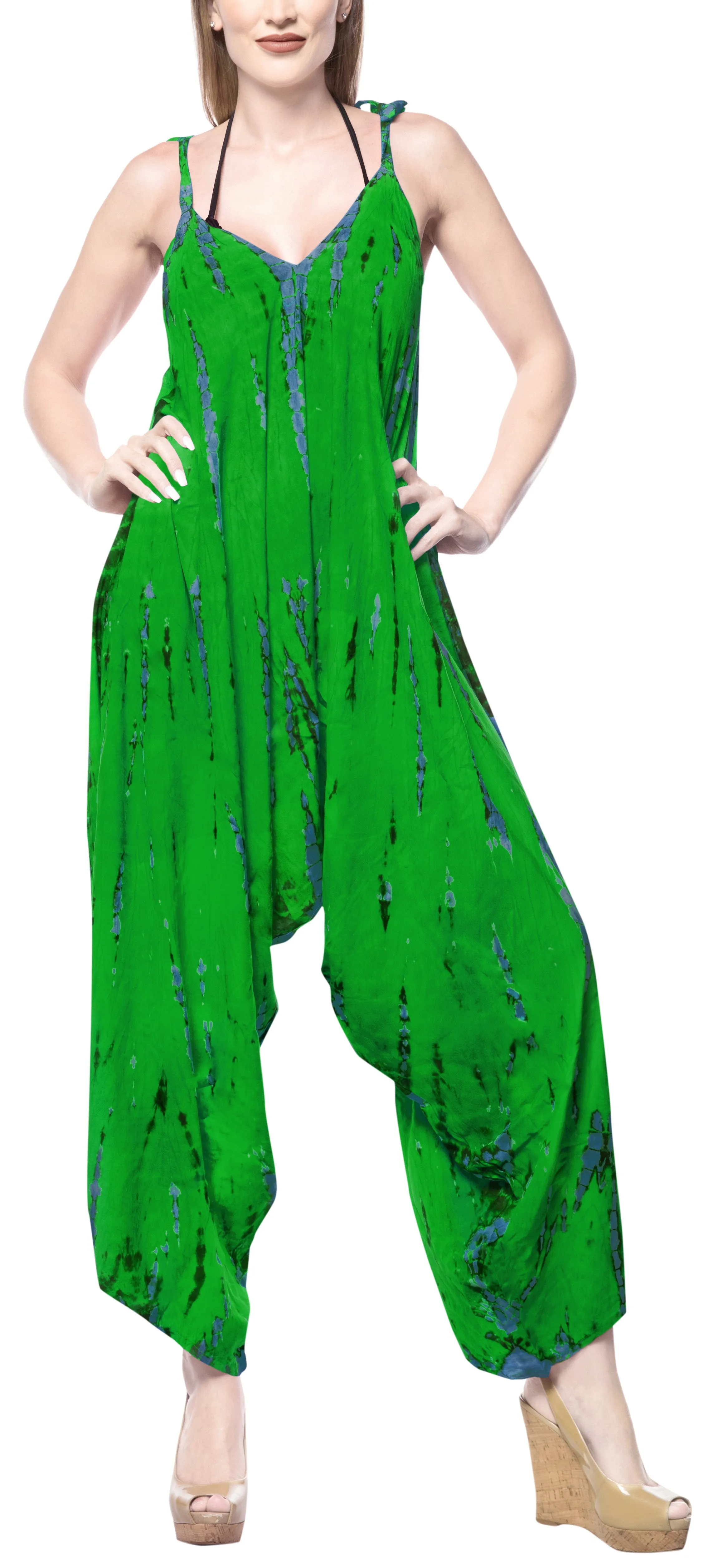 LA LEELA Tie Dye Womens Beach Beach Dresses OSFM 14-16 Parrot Green_3467