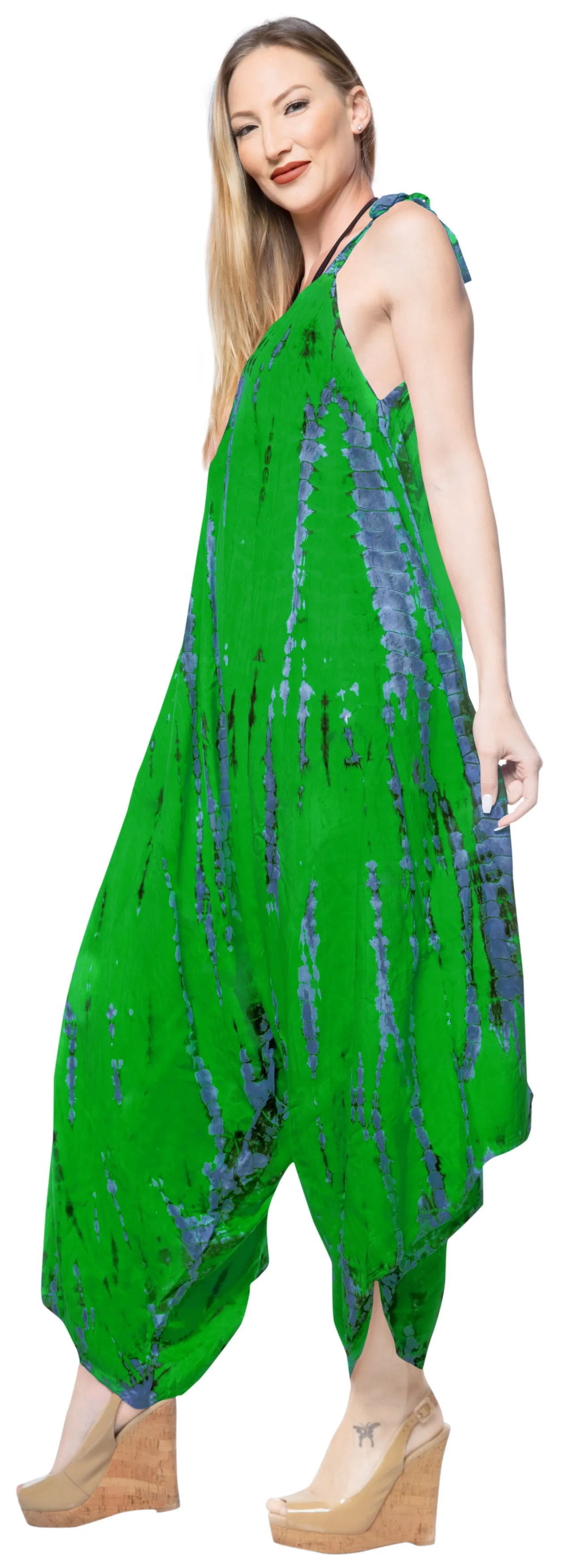 LA LEELA Tie Dye Womens Beach Beach Dresses OSFM 14-16 Parrot Green_3467