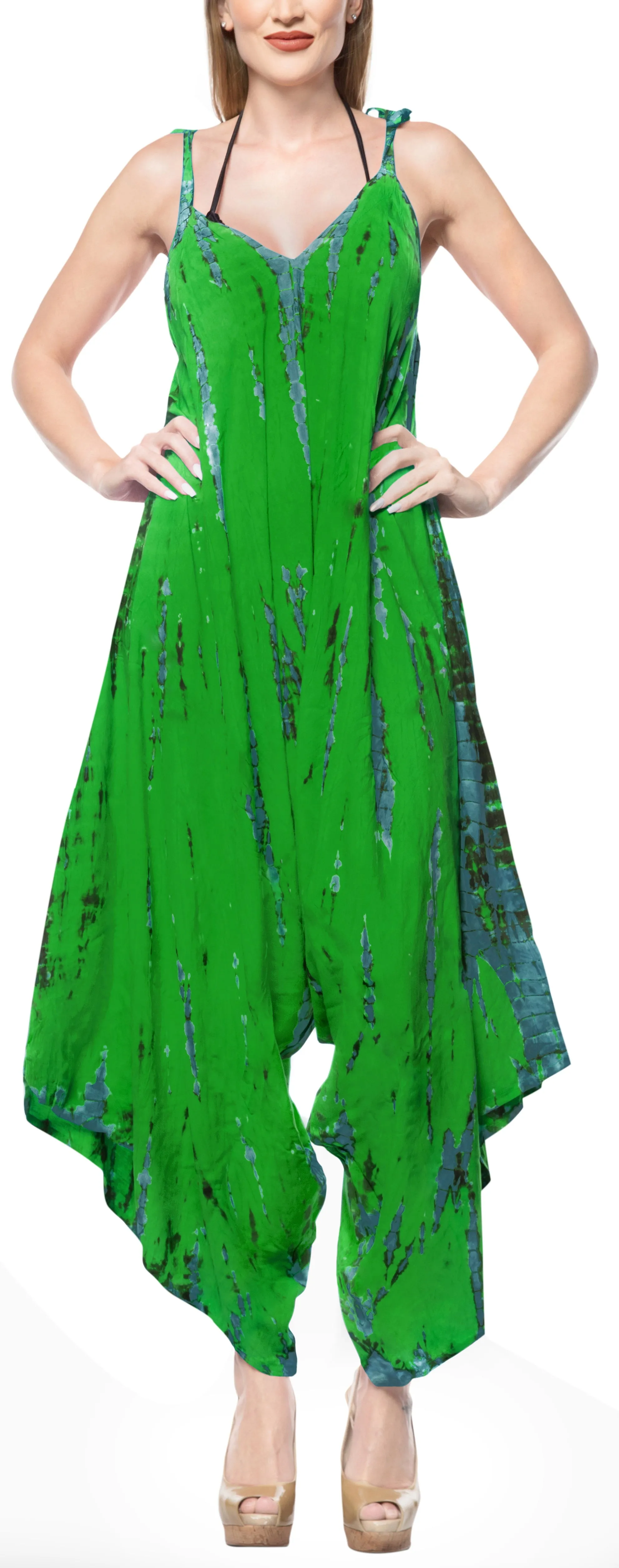 LA LEELA Tie Dye Womens Beach Beach Dresses OSFM 14-16 Parrot Green_3467