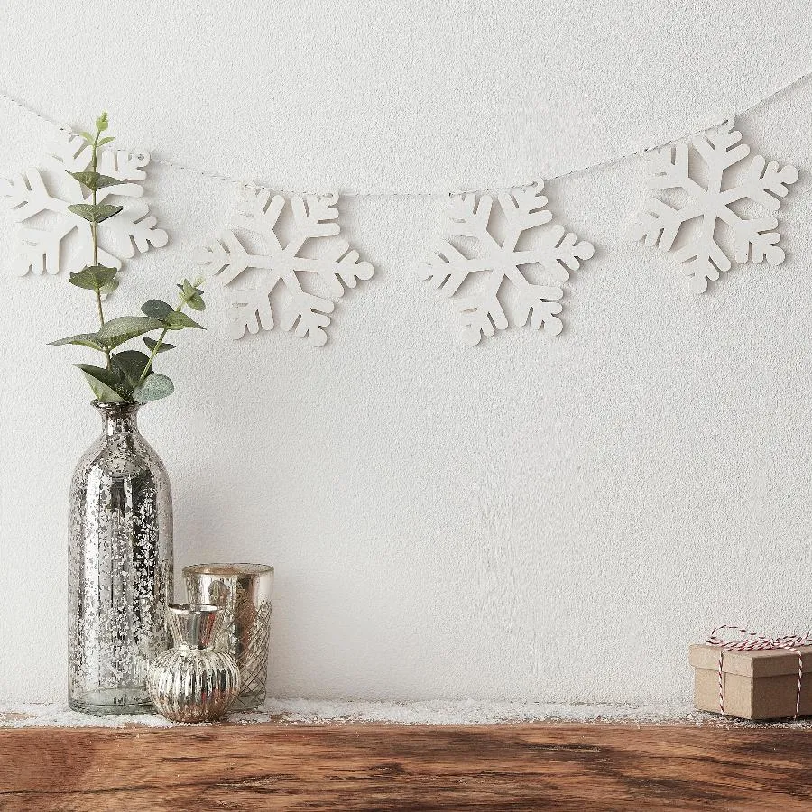 Large Wooden Snowflake Garland