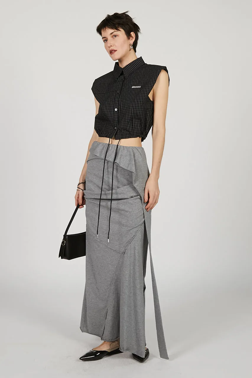 Layered Asymmetrical Drape Skirt - 2025 SUMMER