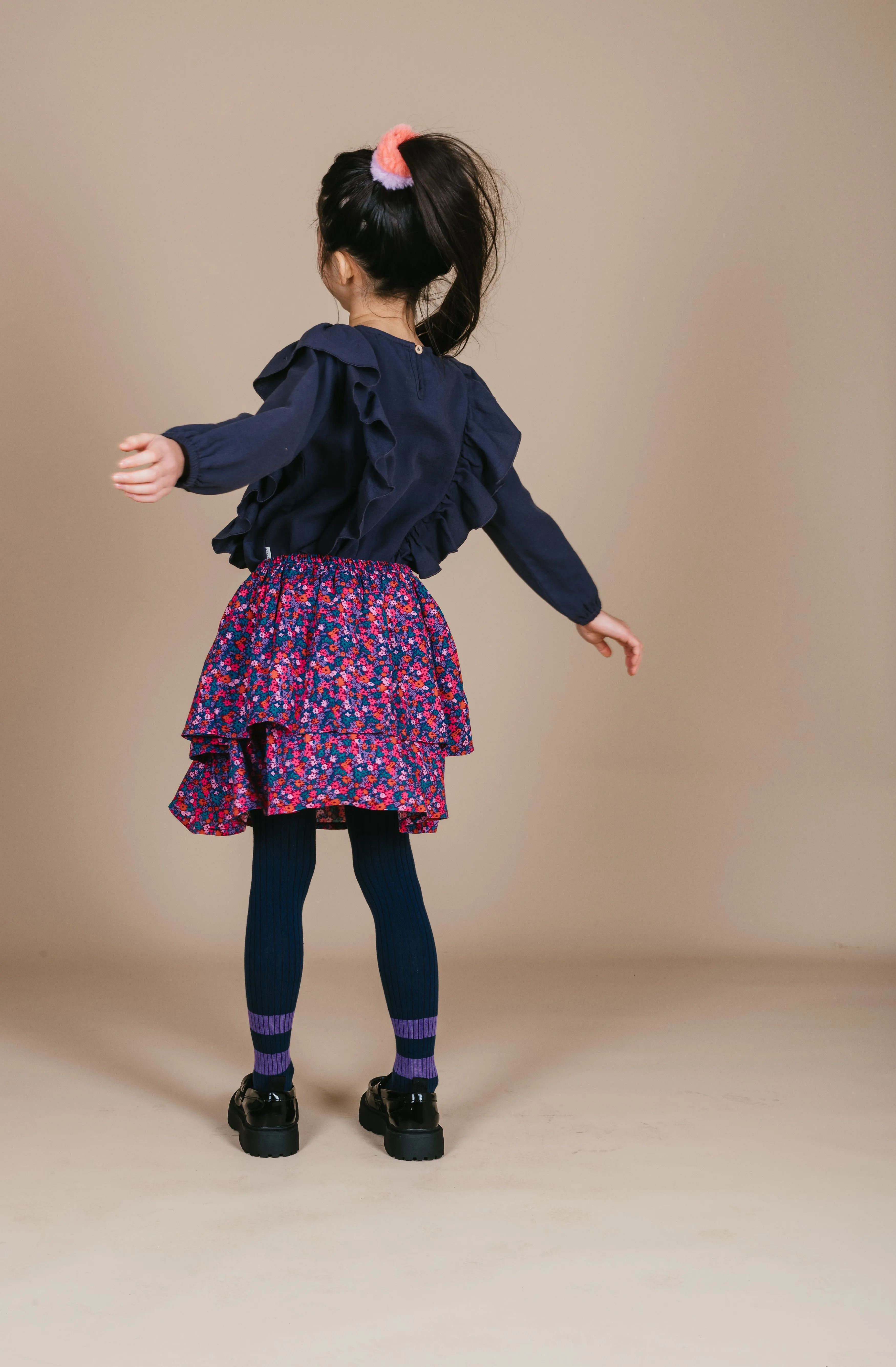 Layered Mini Skirt | Blossom Plum AOP