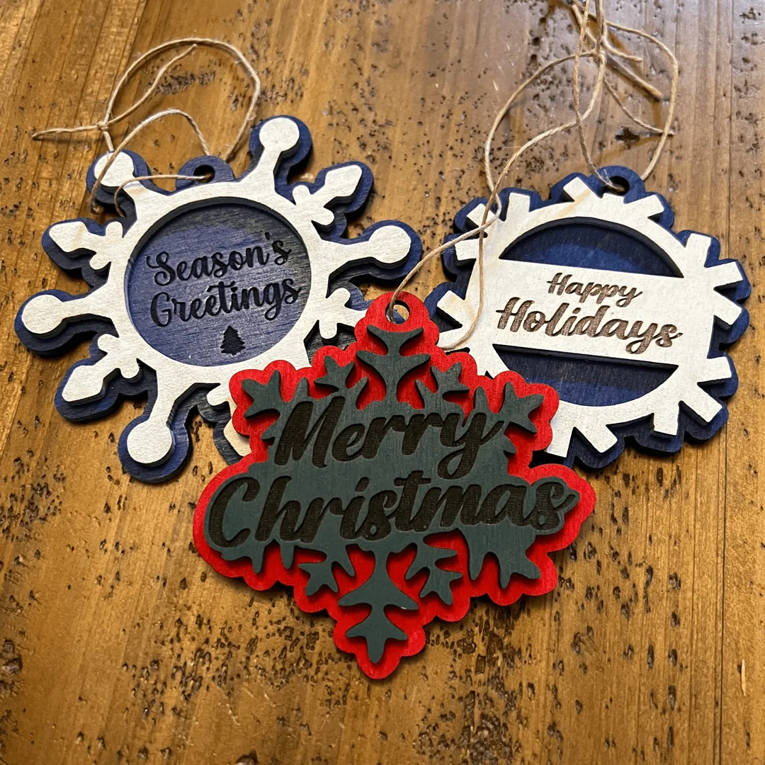 Layered Snowflake Holiday Ornaments - SVG File for DIY Christmas Craft